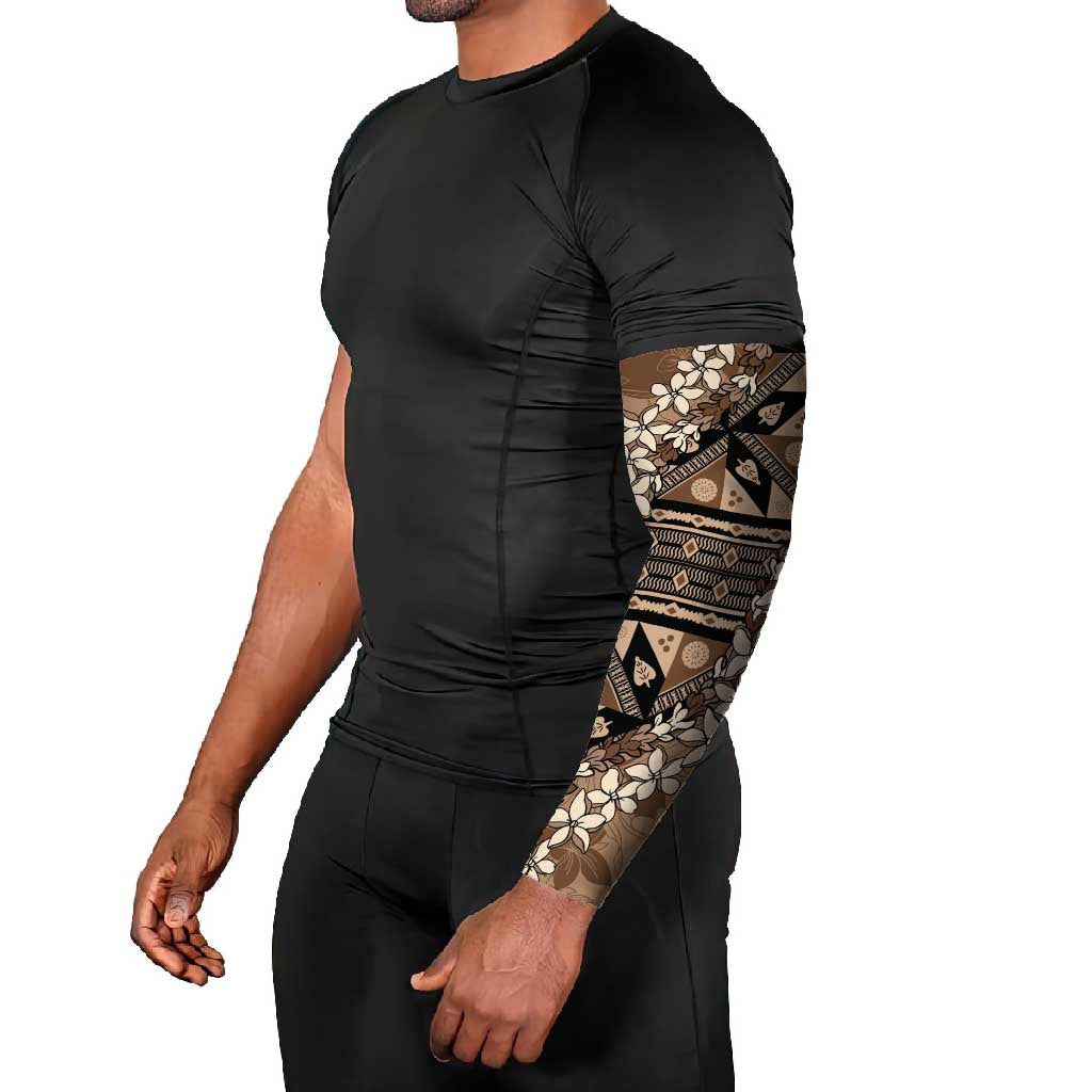 Bula Fiji Plumeria Tagimoucia Salusalu Mocha Arm Sleeves Kaiviti Masi - Polynesian Pride