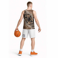 Bula Fiji Plumeria Tagimoucia Salusalu Mocha Basketball Jersey Kaiviti Masi LT7 - Polynesian Pride