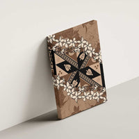 Bula Fiji Plumeria Tagimoucia Salusalu Mocha Canvas Wall Art Kaiviti Masi - Polynesian Pride