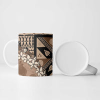 Bula Fiji Plumeria Tagimoucia Salusalu Mocha Ceramic Mug Kaiviti Masi - Polynesian Pride