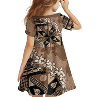 Bula Fiji Plumeria Tagimoucia Salusalu Mocha Family Matching Off Shoulder Maxi Dress and Hawaiian Shirt Kaiviti Masi LT7 - Polynesian Pride