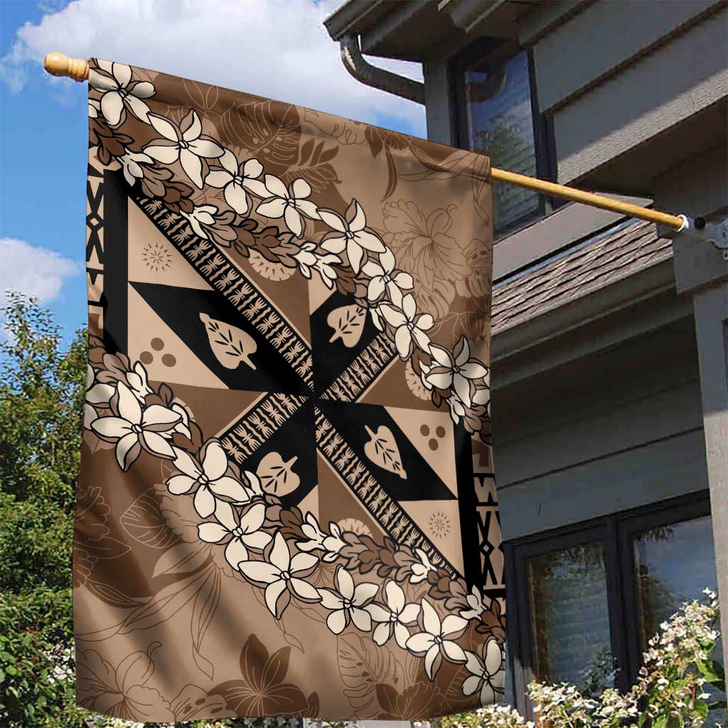 Bula Fiji Plumeria Tagimoucia Salusalu Mocha Garden Flag Kaiviti Masi LT7 - Polynesian Pride