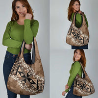 Bula Fiji Plumeria Tagimoucia Salusalu Mocha Grocery Bag Kaiviti Masi - Polynesian Pride