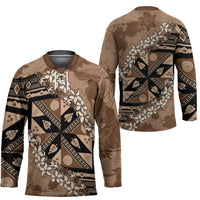 Bula Fiji Plumeria Tagimoucia Salusalu Mocha Hockey Jersey Kaiviti Masi LT7 - Polynesian Pride