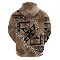 Bula Fiji Plumeria Tagimoucia Salusalu Mocha Hoodie Kaiviti Masi LT7 - Polynesian Pride