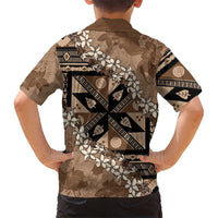 Bula Fiji Plumeria Tagimoucia Salusalu Mocha Kid Hawaiian Shirt Kaiviti Masi LT7 - Polynesian Pride