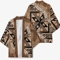 Bula Fiji Plumeria Tagimoucia Salusalu Mocha Kimono Kaiviti Masi - Polynesian Pride