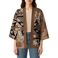 Bula Fiji Plumeria Tagimoucia Salusalu Mocha Kimono Kaiviti Masi - Polynesian Pride