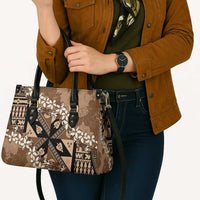 Bula Fiji Plumeria Tagimoucia Salusalu Mocha Leather Bag Kaiviti Masi LT7 - Polynesian Pride
