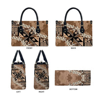 Bula Fiji Plumeria Tagimoucia Salusalu Mocha Leather Bag Kaiviti Masi LT7 - Polynesian Pride