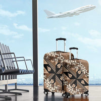 Bula Fiji Plumeria Tagimoucia Salusalu Mocha Luggage Cover Kaiviti Masi LT7 - Polynesian Pride
