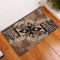 Bula Fiji Plumeria Tagimoucia Salusalu Mocha Rubber Doormat Kaiviti Masi - Polynesian Pride