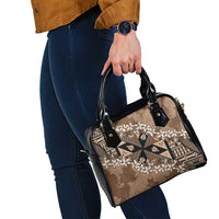 Bula Fiji Plumeria Tagimoucia Salusalu Mocha Shoulder Handbag Kaiviti Masi - Polynesian Pride