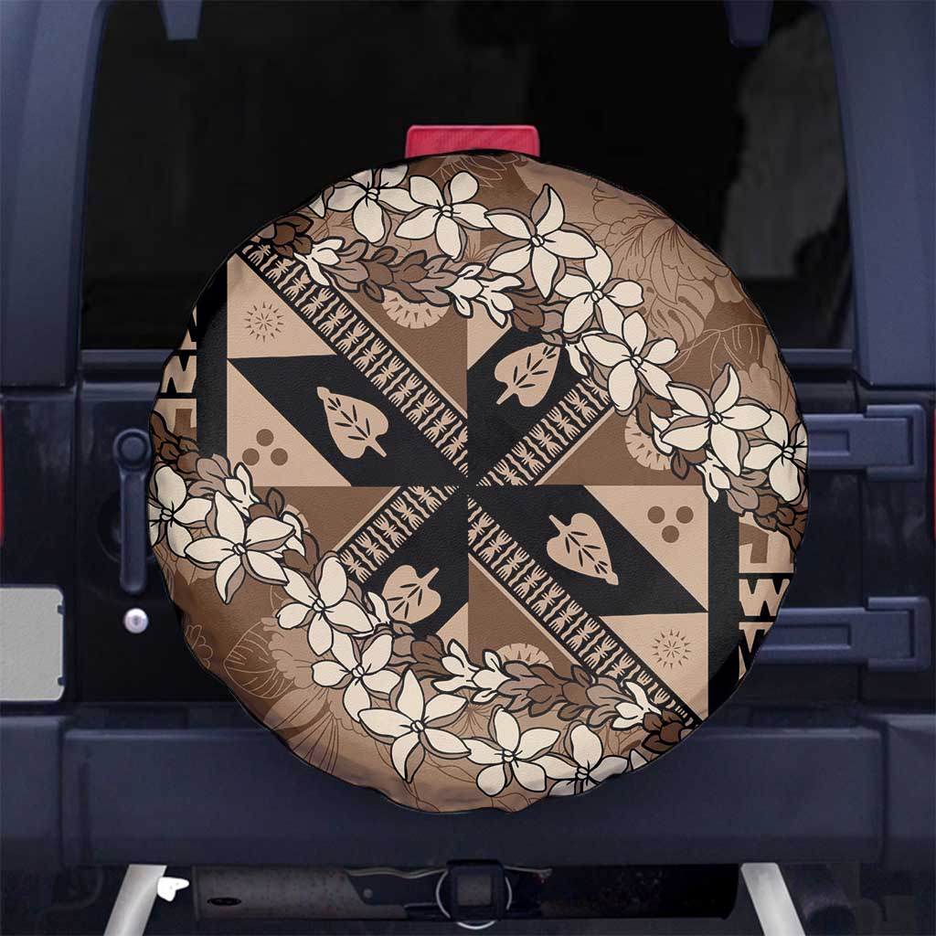 Bula Fiji Plumeria Tagimoucia Salusalu Mocha Spare Tire Cover Kaiviti Masi LT7 No hole Mocha - Polynesian Pride