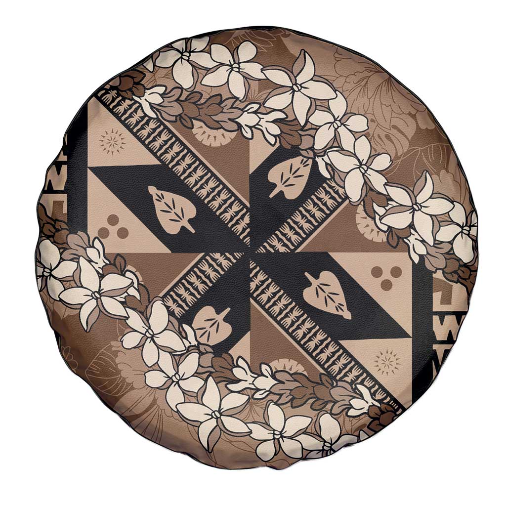 Bula Fiji Plumeria Tagimoucia Salusalu Mocha Spare Tire Cover Kaiviti Masi LT7 - Polynesian Pride
