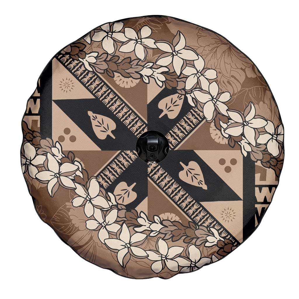 Bula Fiji Plumeria Tagimoucia Salusalu Mocha Spare Tire Cover Kaiviti Masi LT7 - Polynesian Pride