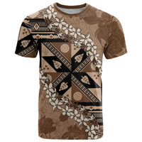 Bula Fiji Plumeria Tagimoucia Salusalu Mocha T Shirt Kaiviti Masi LT7 Mocha - Polynesian Pride