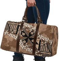 Bula Fiji Plumeria Tagimoucia Salusalu Mocha Travel Bag Kaiviti Masi LT7 - Polynesian Pride
