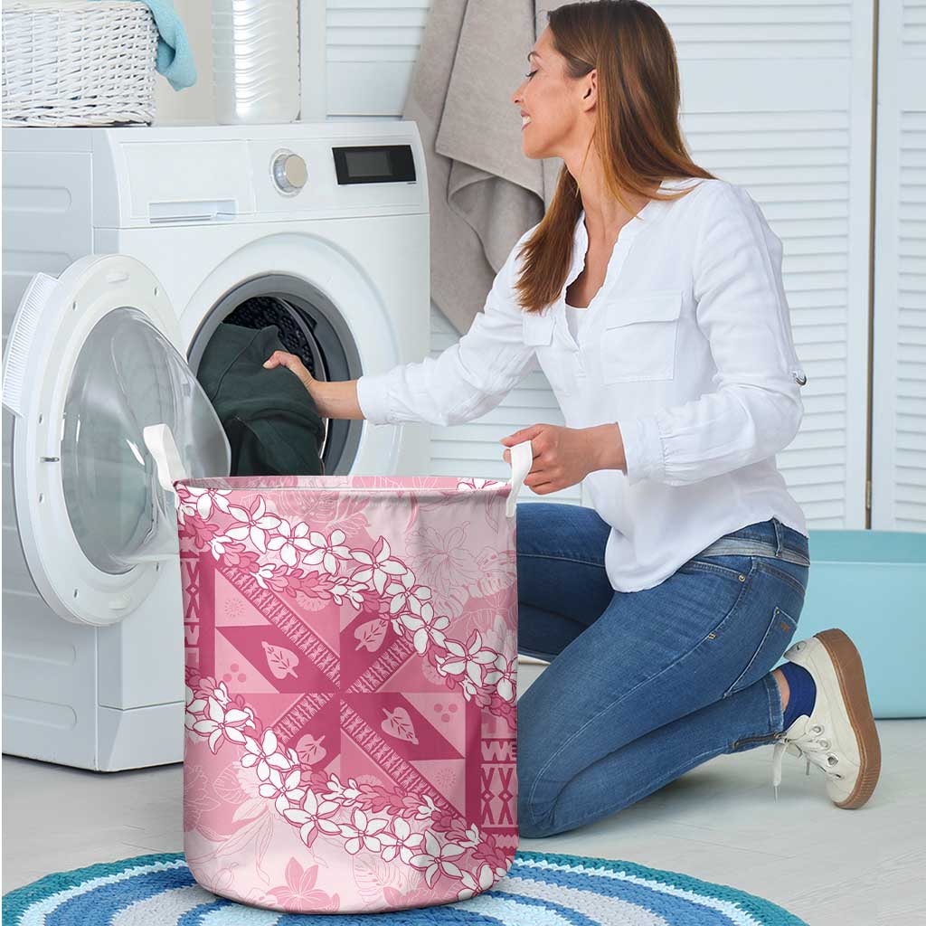 Bula Fiji Plumeria Tagimoucia Salusalu Pink Laundry Basket Kaiviti Masi - Polynesian Pride