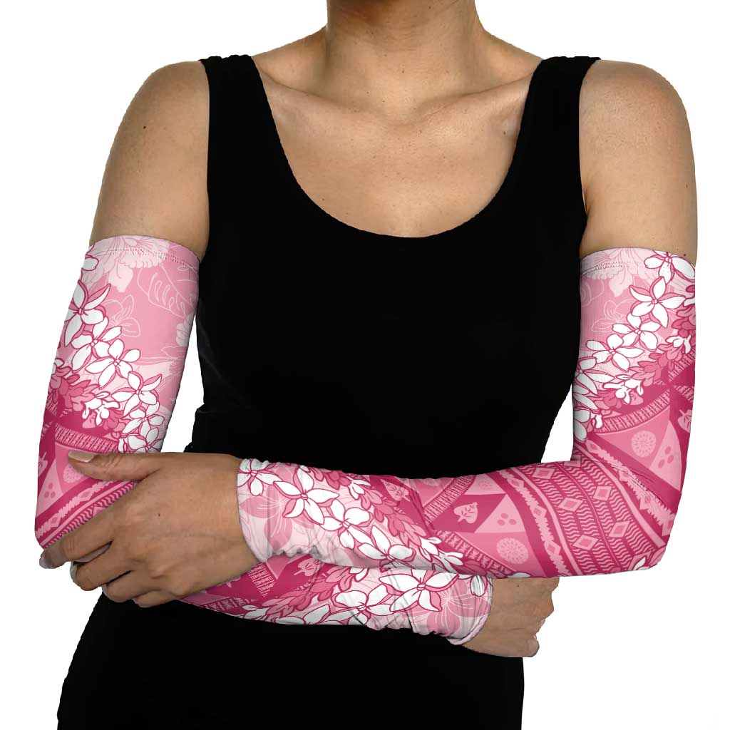 Bula Fiji Plumeria Tagimoucia Salusalu Pink Arm Sleeves Kaiviti Masi - Polynesian Pride