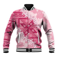 Bula Fiji Plumeria Tagimoucia Salusalu Pink Baseball Jacket Kaiviti Masi - Polynesian Pride