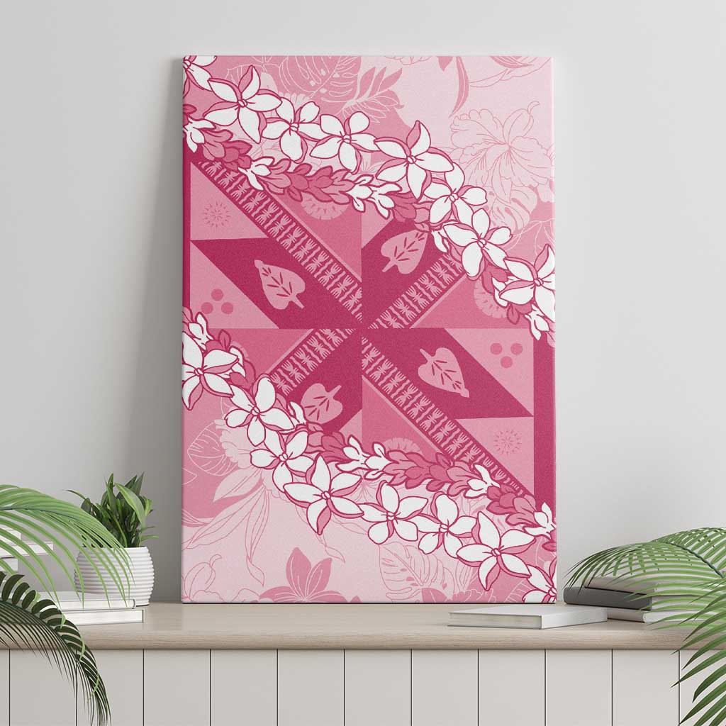 Bula Fiji Plumeria Tagimoucia Salusalu Pink Canvas Wall Art Kaiviti Masi - Polynesian Pride
