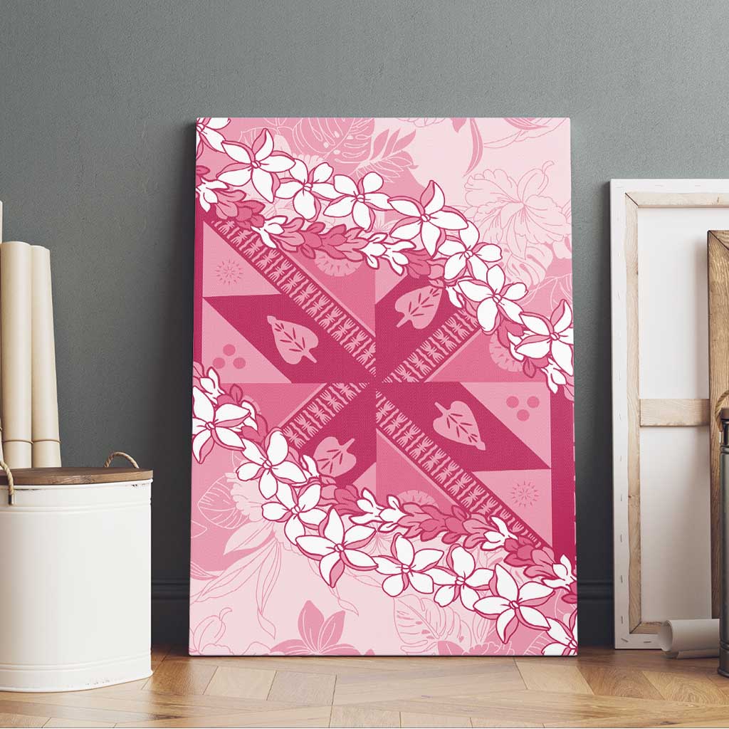 Bula Fiji Plumeria Tagimoucia Salusalu Pink Canvas Wall Art Kaiviti Masi - Polynesian Pride