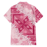 Bula Fiji Plumeria Tagimoucia Salusalu Pink Family Matching Off Shoulder Short Dress and Hawaiian Shirt Kaiviti Masi LT7 - Polynesian Pride