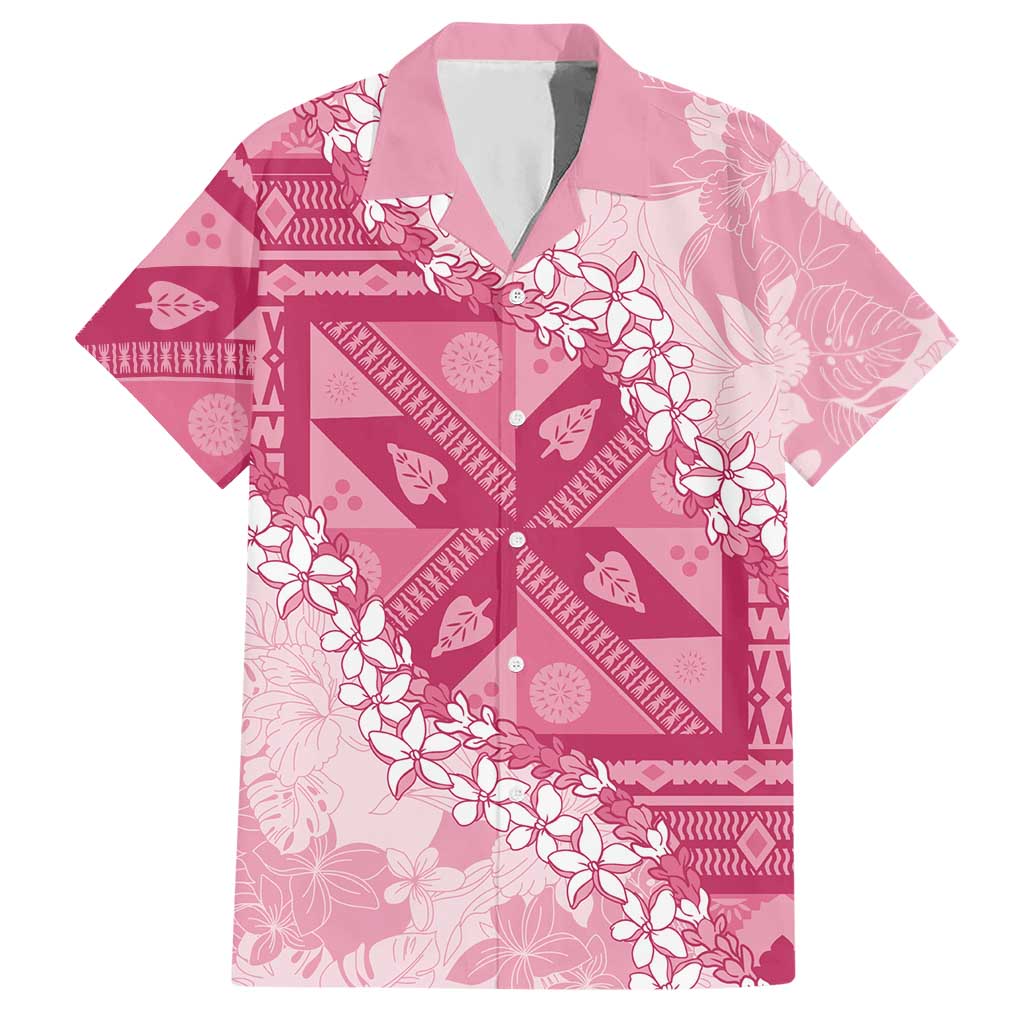 Bula Fiji Plumeria Tagimoucia Salusalu Pink Hawaiian Shirt Kaiviti Masi LT7 Pink - Polynesian Pride