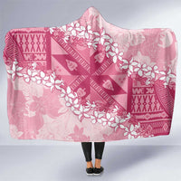 Bula Fiji Plumeria Tagimoucia Salusalu Pink Hooded Blanket Kaiviti Masi LT7 One Size Pink - Polynesian Pride