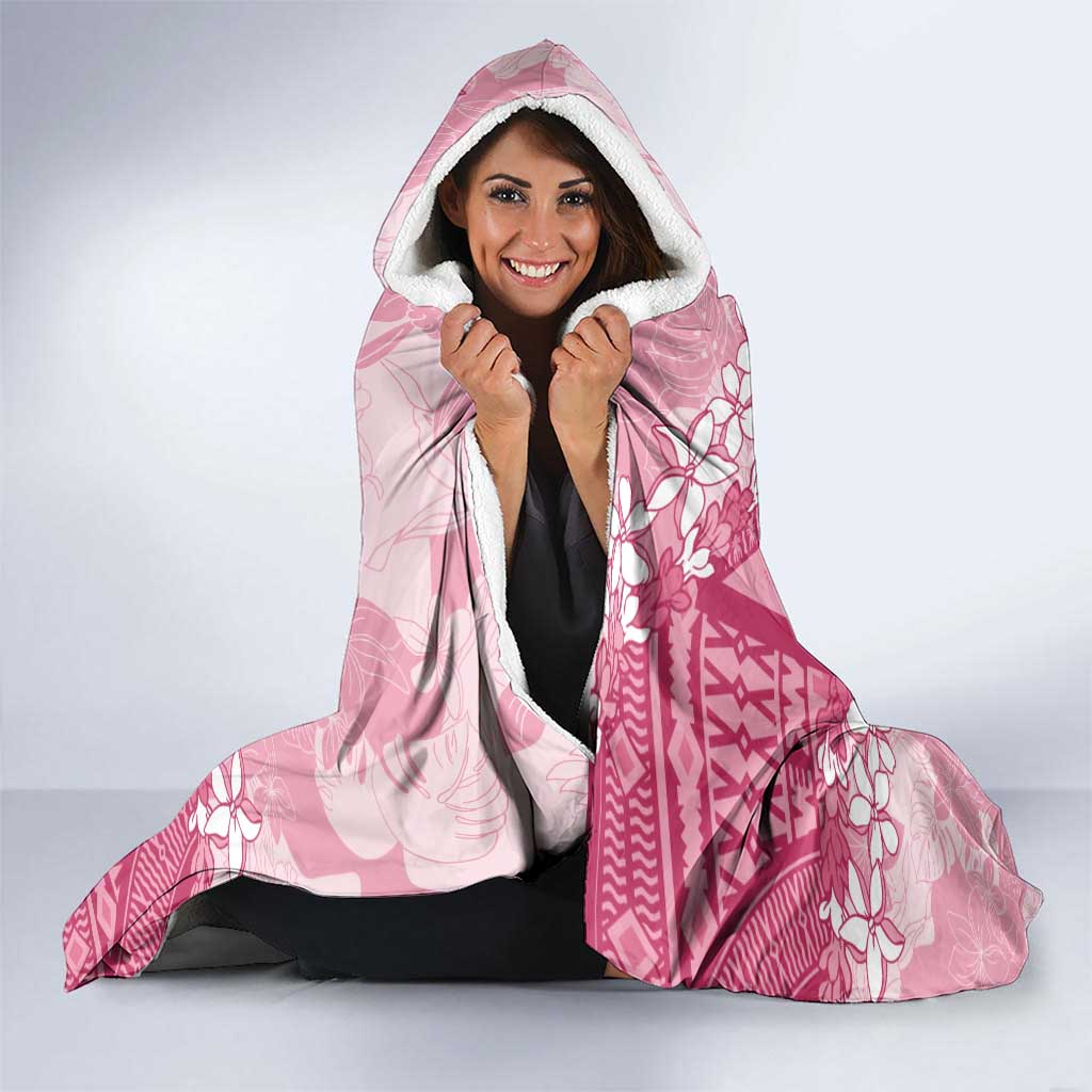 Bula Fiji Plumeria Tagimoucia Salusalu Pink Hooded Blanket Kaiviti Masi LT7 - Polynesian Pride