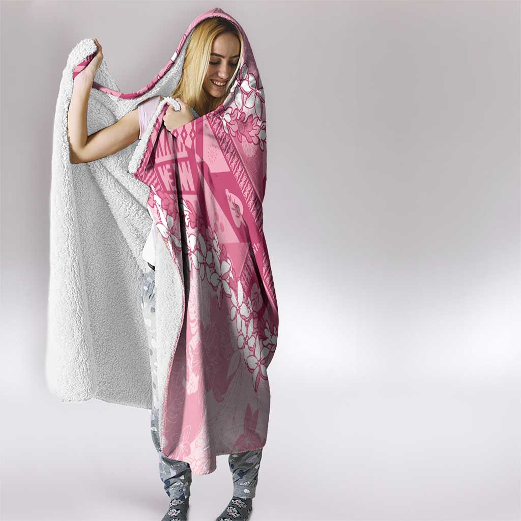 Bula Fiji Plumeria Tagimoucia Salusalu Pink Hooded Blanket Kaiviti Masi LT7 - Polynesian Pride