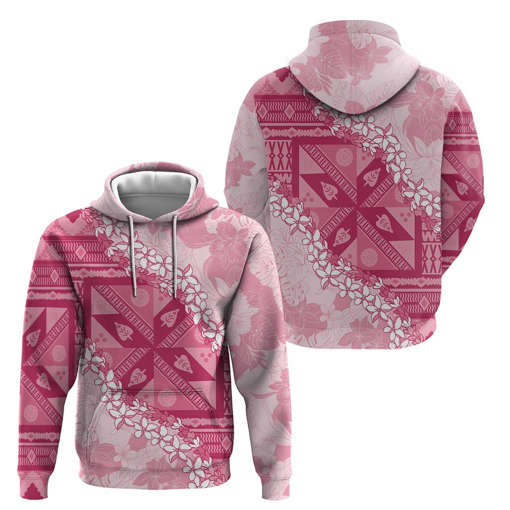 Bula Fiji Plumeria Tagimoucia Salusalu Pink Hoodie Kaiviti Masi LT7 - Polynesian Pride