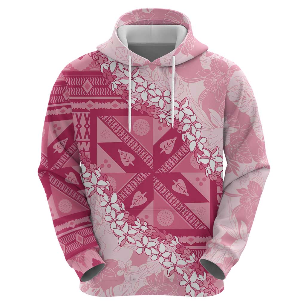 Bula Fiji Plumeria Tagimoucia Salusalu Pink Hoodie Kaiviti Masi LT7 - Polynesian Pride