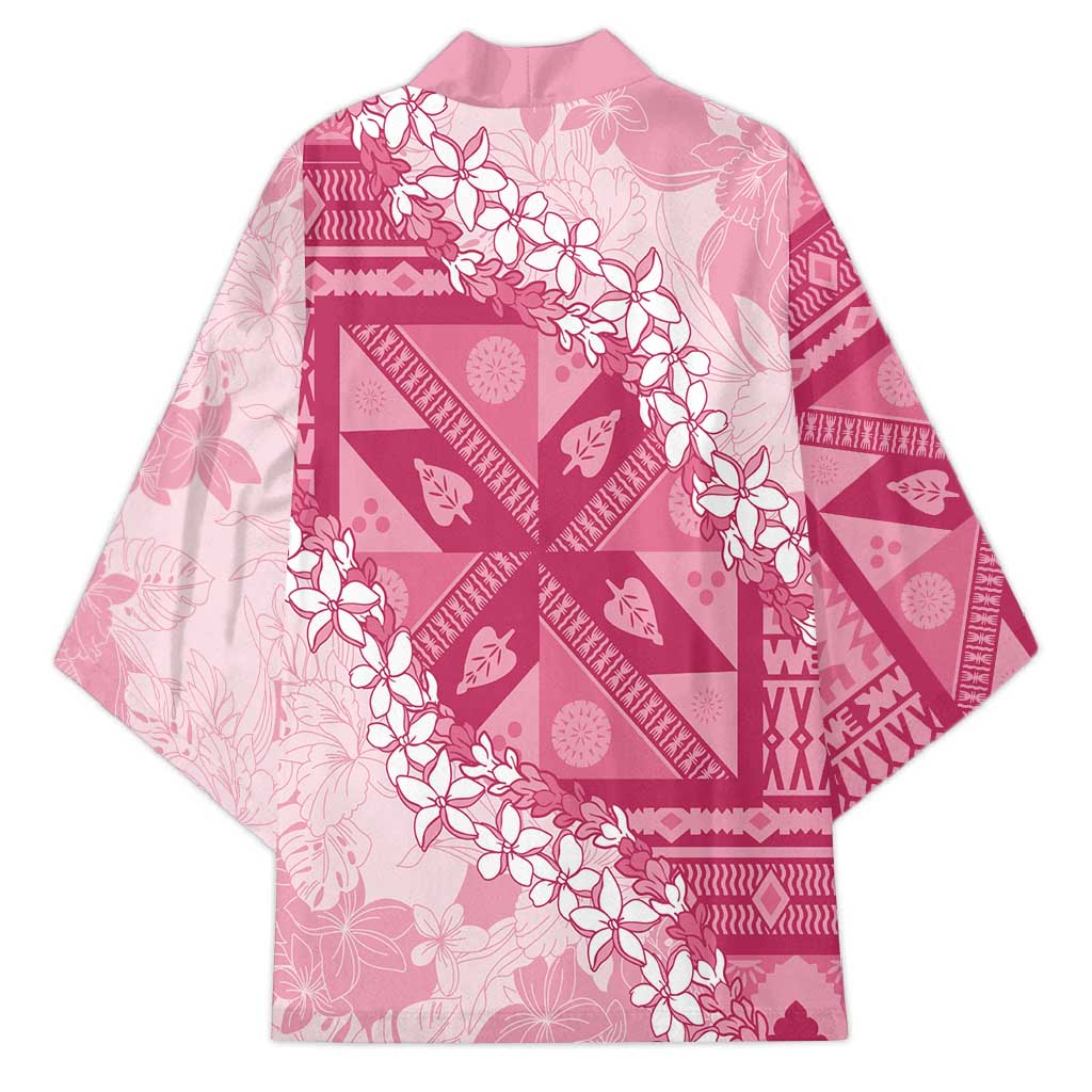 Bula Fiji Plumeria Tagimoucia Salusalu Pink Kimono Kaiviti Masi - Polynesian Pride