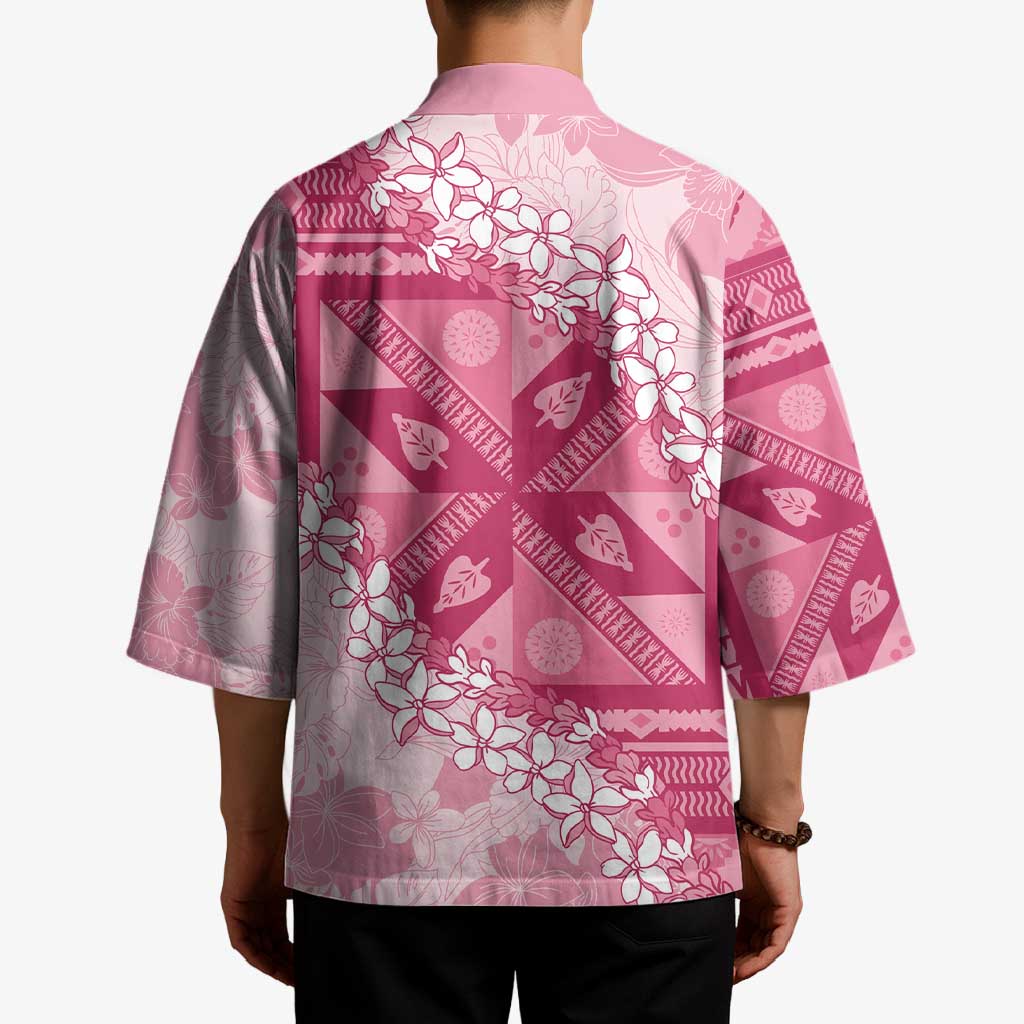 Bula Fiji Plumeria Tagimoucia Salusalu Pink Kimono Kaiviti Masi - Polynesian Pride