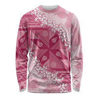 Bula Fiji Plumeria Tagimoucia Salusalu Pink Long Sleeve Shirt Kaiviti Masi LT7 Unisex Pink - Polynesian Pride