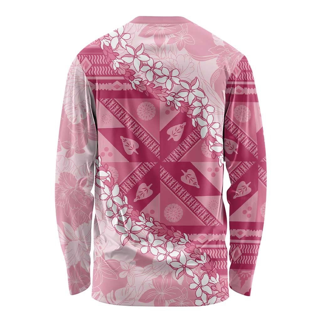 Bula Fiji Plumeria Tagimoucia Salusalu Pink Long Sleeve Shirt Kaiviti Masi LT7 - Polynesian Pride