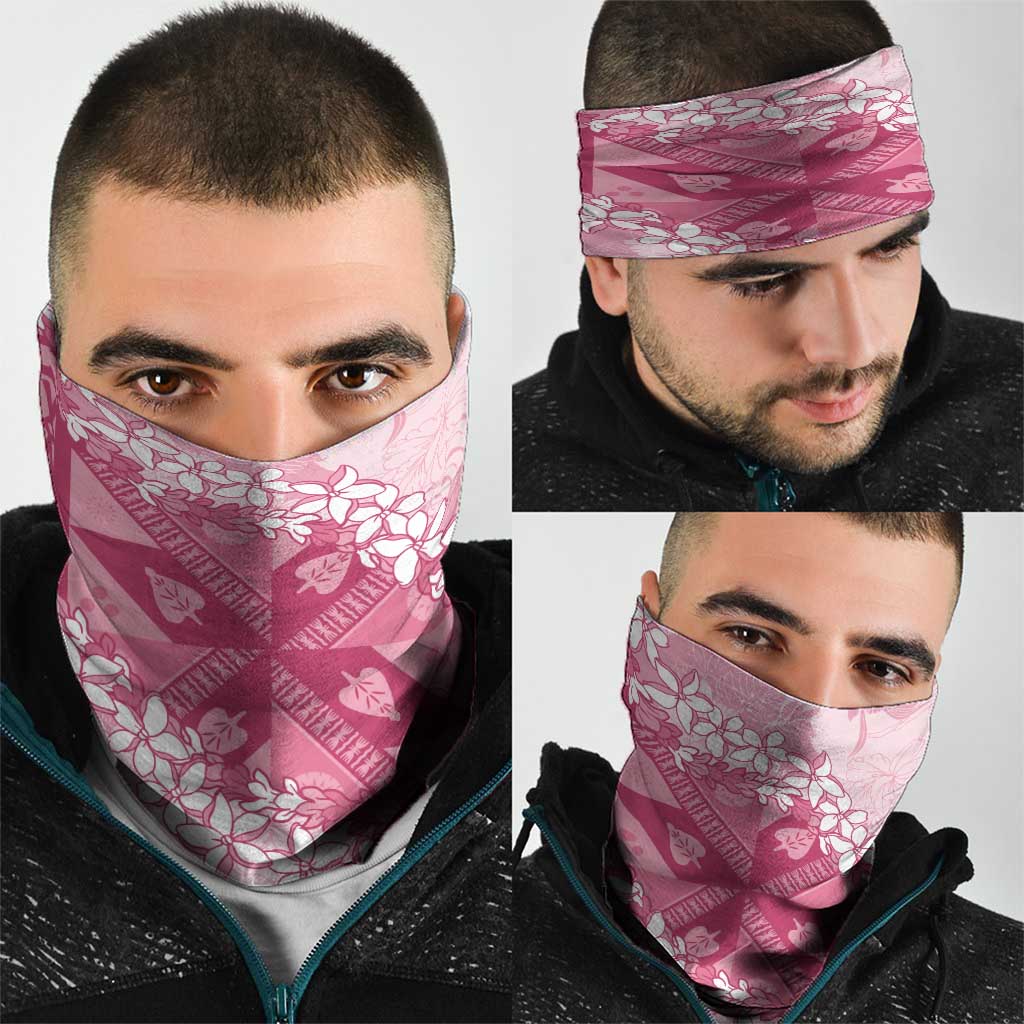 Bula Fiji Plumeria Tagimoucia Salusalu Pink Neck Gaiter Kaiviti Masi - Polynesian Pride