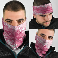 Bula Fiji Plumeria Tagimoucia Salusalu Pink Neck Gaiter Kaiviti Masi - Polynesian Pride
