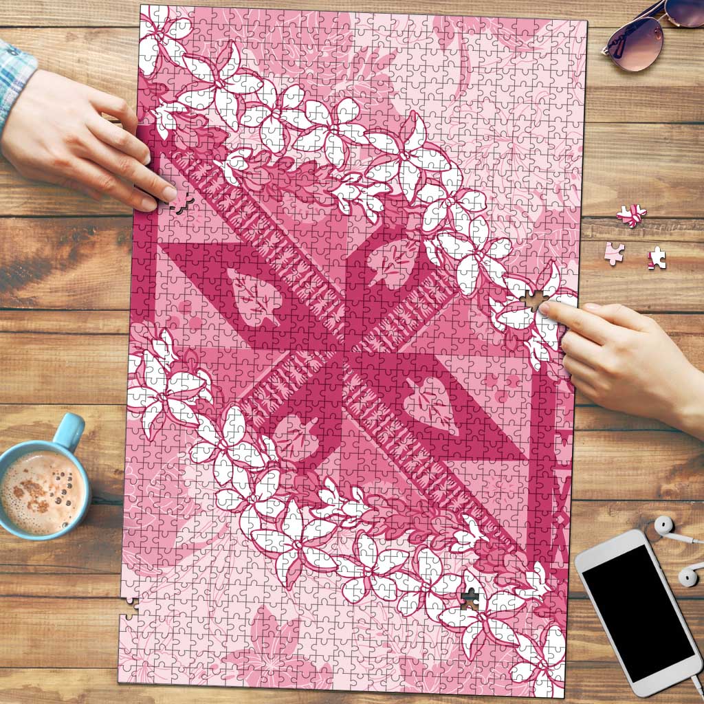 Bula Fiji Plumeria Tagimoucia Salusalu Pink Puzzle Kaiviti Masi - Polynesian Pride