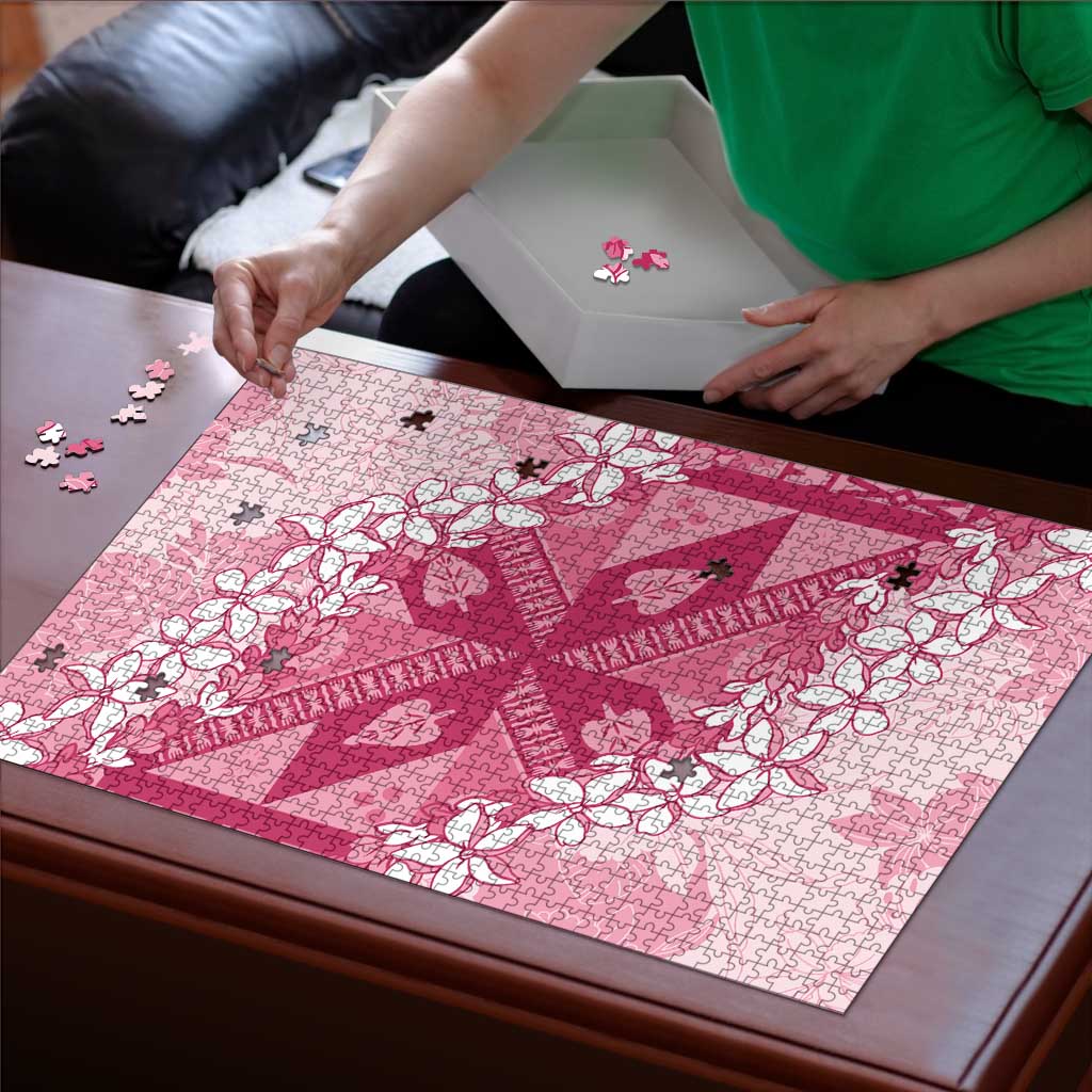 Bula Fiji Plumeria Tagimoucia Salusalu Pink Puzzle Kaiviti Masi - Polynesian Pride