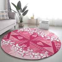 Bula Fiji Plumeria Tagimoucia Salusalu Pink Round Carpet Kaiviti Masi - Polynesian Pride