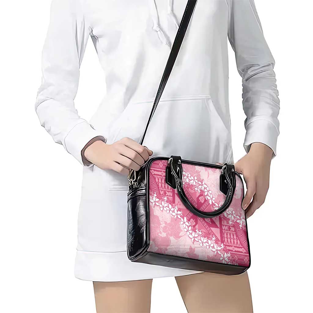 Bula Fiji Plumeria Tagimoucia Salusalu Pink Shoulder Handbag Kaiviti Masi - Polynesian Pride