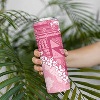 Bula Fiji Plumeria Tagimoucia Salusalu Pink Skinny Tumbler Kaiviti Masi LT7 - Polynesian Pride