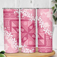 Bula Fiji Plumeria Tagimoucia Salusalu Pink Skinny Tumbler Kaiviti Masi LT7 - Polynesian Pride
