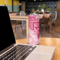 Bula Fiji Plumeria Tagimoucia Salusalu Pink Skinny Tumbler Kaiviti Masi LT7 - Polynesian Pride