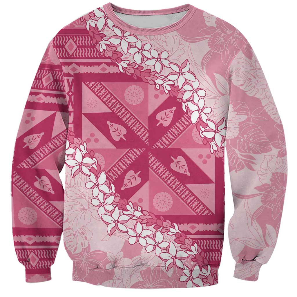 Bula Fiji Plumeria Tagimoucia Salusalu Pink Sweatshirt Kaiviti Masi - Polynesian Pride