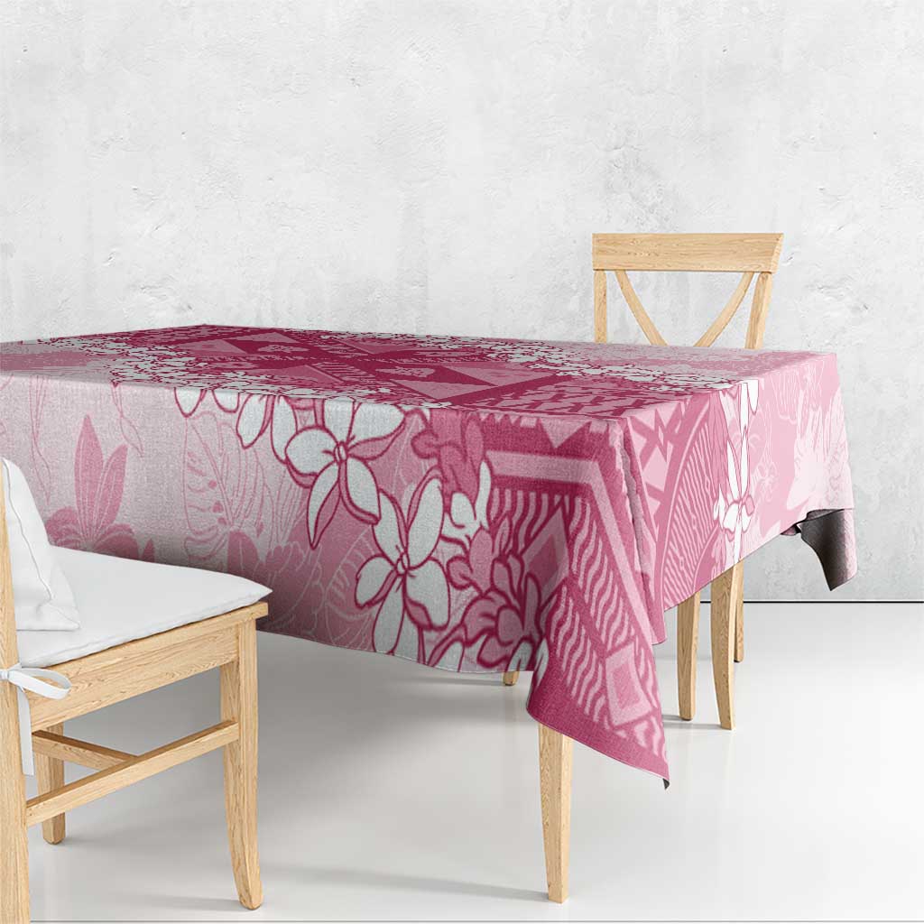 Bula Fiji Plumeria Tagimoucia Salusalu Pink Tablecloth Kaiviti Masi - Polynesian Pride