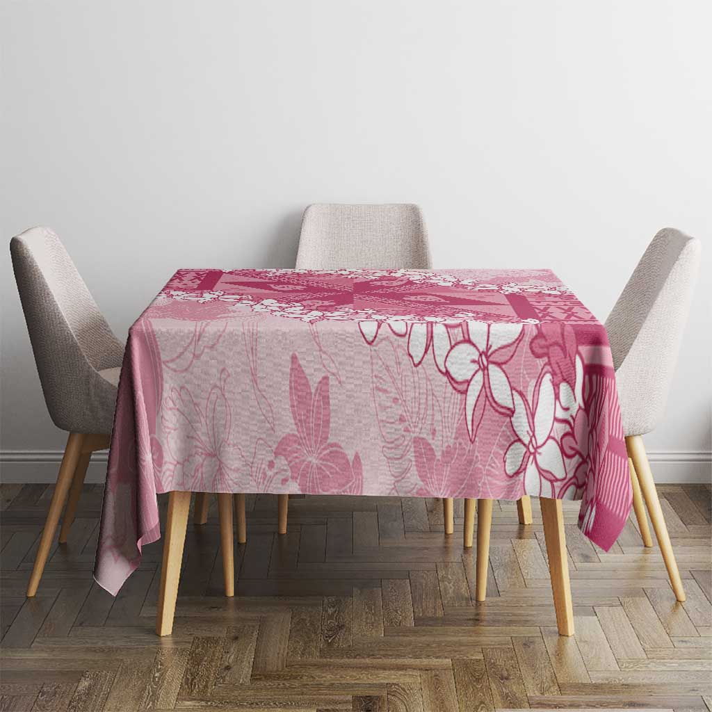 Bula Fiji Plumeria Tagimoucia Salusalu Pink Tablecloth Kaiviti Masi - Polynesian Pride